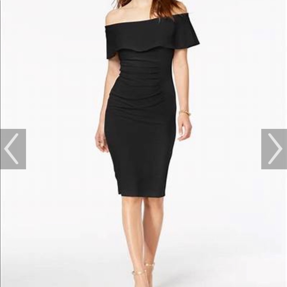 Black off the shoulder cocktail dress